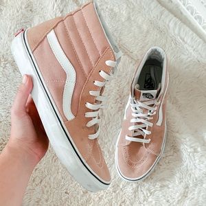 Vans Skate Sk8-Hi High Rise Pink Suede Skate Shoes